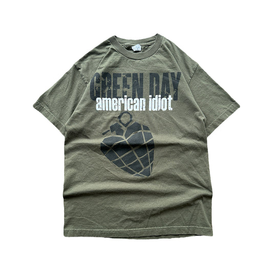 (M) 00s Green Day American Idiot Army Green Tee